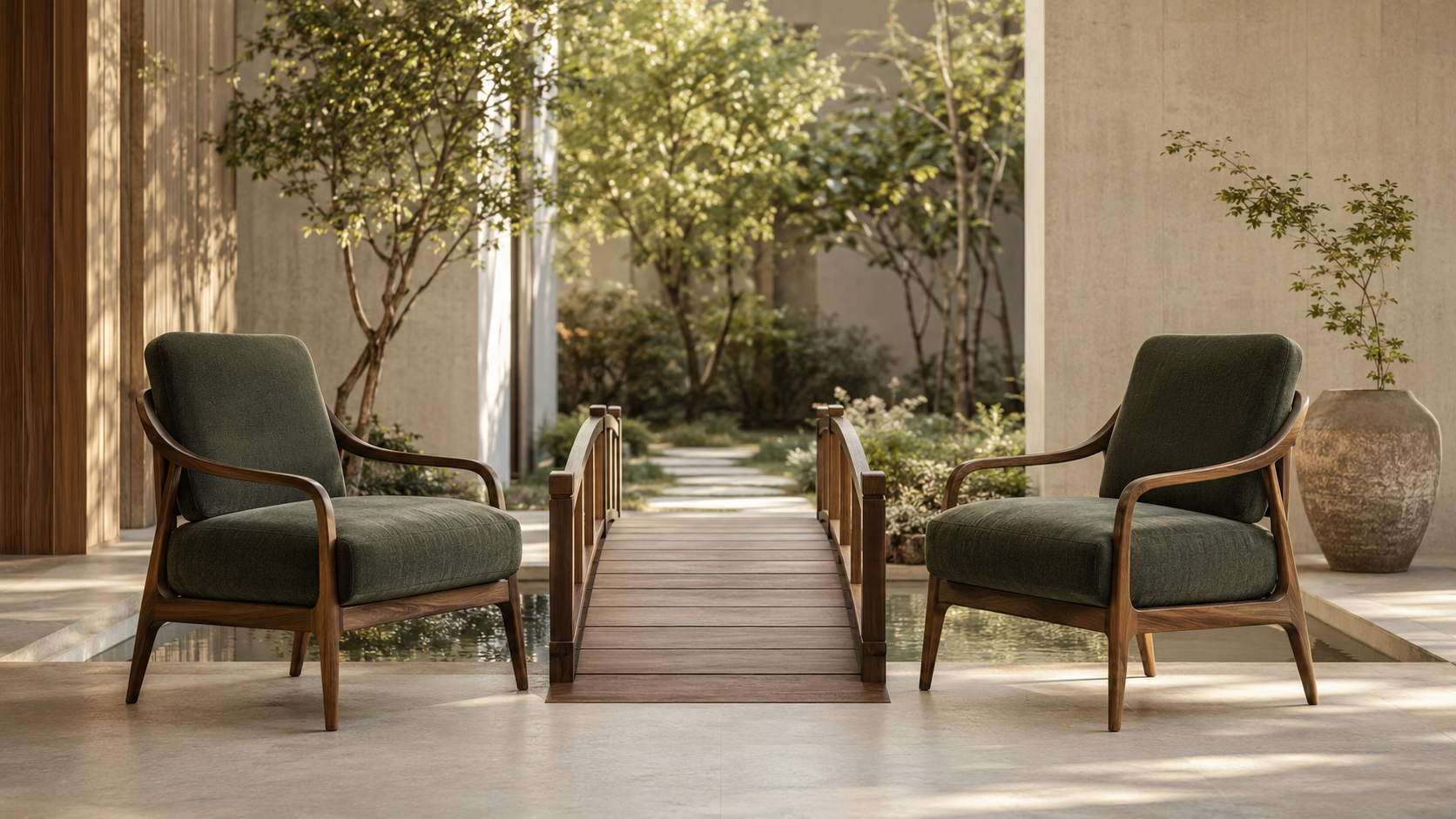 Two chairs facing each other across a bridge motif, symbolising healthy communication in marriage.